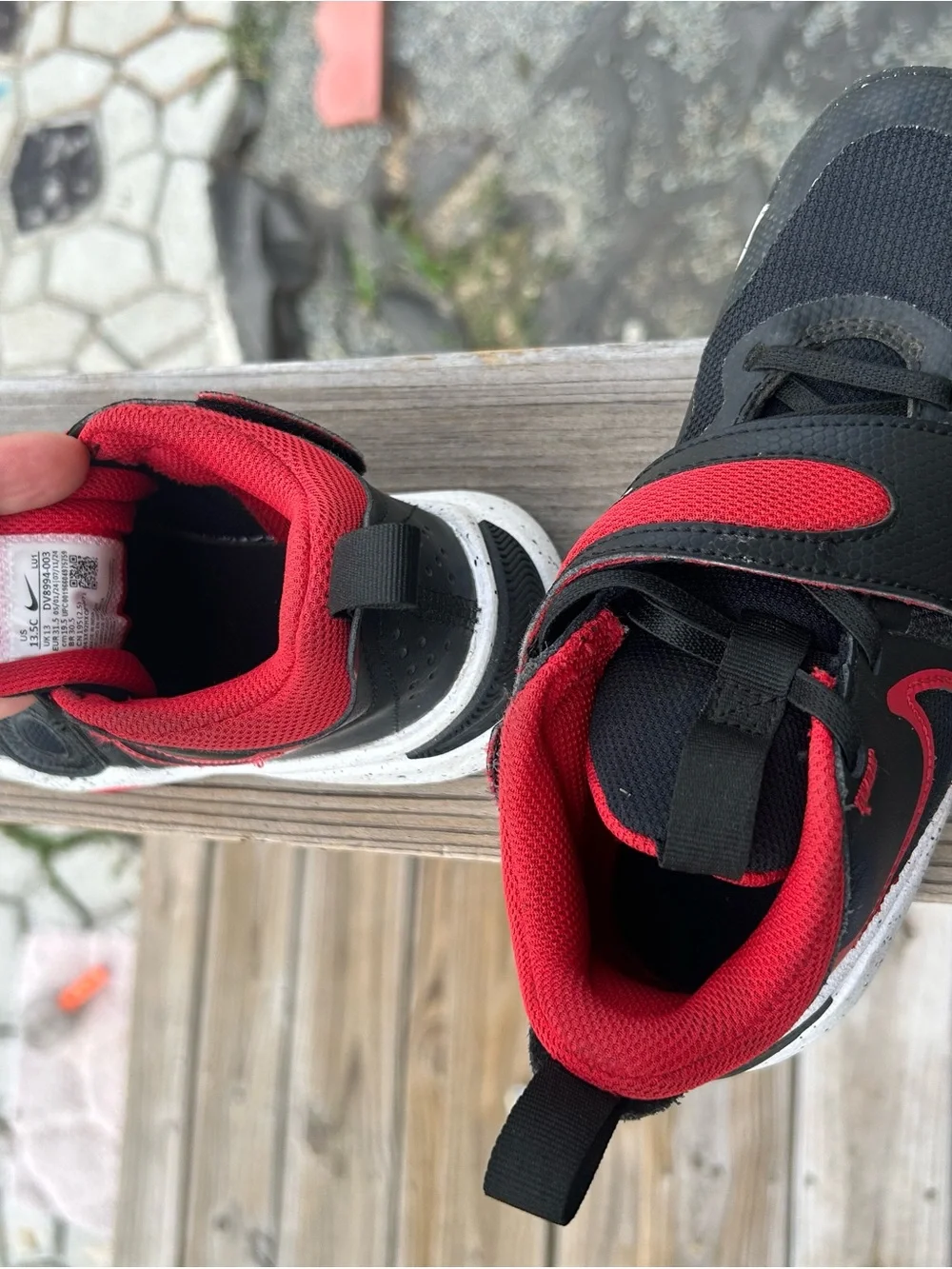 Nike Kids Black and Red Hook-and-Loop Sneakers
